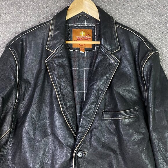 The Territory Ahead Leather Jacket Mens XLT Black Distressed Heavyweight XL Tall - Picture 2 of 16
